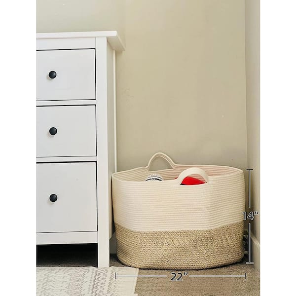 XL Rope Storage baskets Round Woven Hamper Basket Toy Organizer