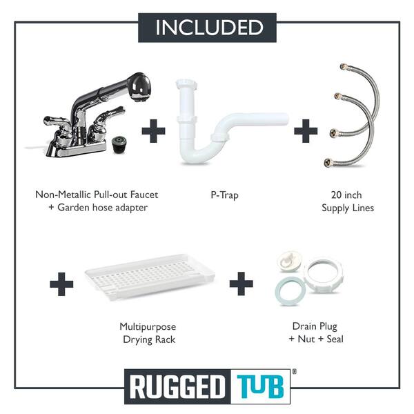 RuggedTub 24-Inch Freestanding Utility Tub with Faucet and Microban