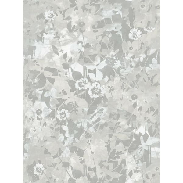 RoomMates Wildflower Shadows Grey and White Peel and Stick Wallpaper (Covers 28.29 sq. ft.)