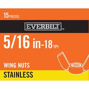 5/16 in.-18 Stainless Steel Wing Nut (15-Pack)