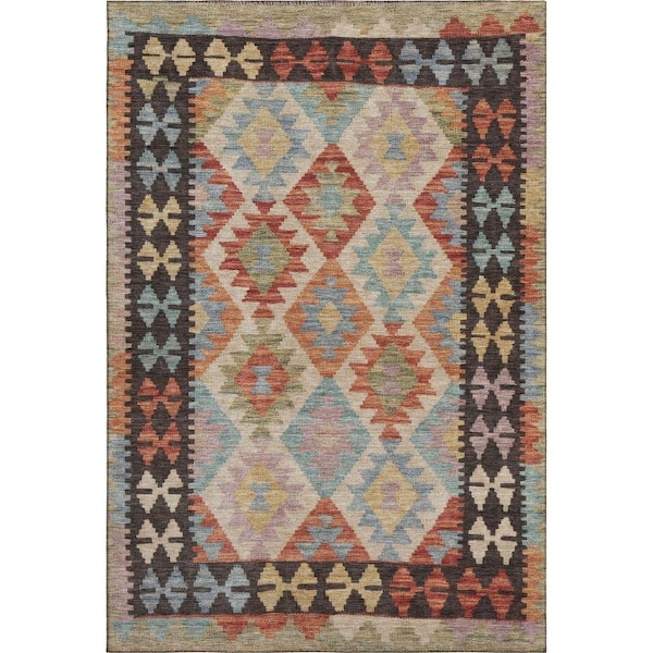 Mayfield Premium Machine Washable Abstract AMF1915 Paprika 8 ft. x 10 ft. Area Rug