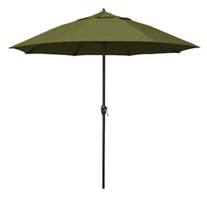 9 ft. Black Aluminum Market Patio Umbrella Fiberglass Ribs and Auto Tilt in Palm Pacifica