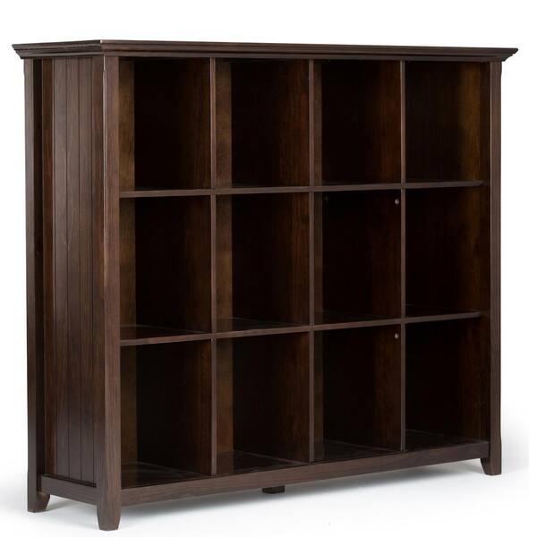 Simpli Home 48 in. Tobacco Brown Wood 12-shelf Cube Bookcase