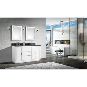 Austen 61 in. W x 22 in. D Bath Vanity in White with Silver Trim with Quartz Vanity Top in Gray with White Basins