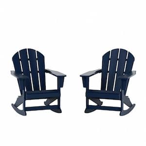 AMOS Navy Blue Outdoor Rocking Poly Adirondack Chair (Set Of 2)