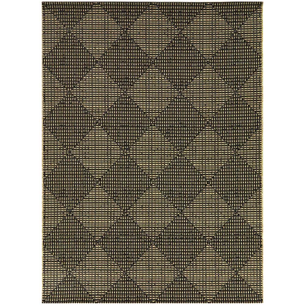 Hampton Bay Chasewood Dark Brown 5 ft. x 7 ft. Geometric Indoor/Outdoor ...