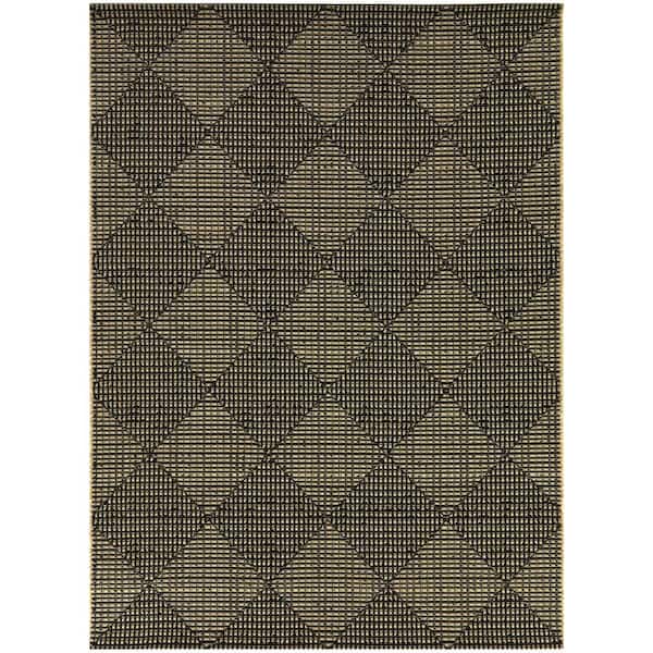 Chasewood Dark Brown 9 ft. x 12 ft. Geometric Indoor/Outdoor Area Rug