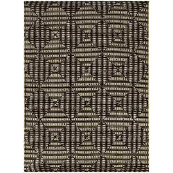 Hampton Bay Chasewood Dark Brown 9 ft. x 12 ft. Geometric Indoor/Outdoor Area Rug