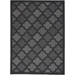 Easy Care Charcoal/Black 5 ft. x 7 ft. Geometric Contemporary Indoor Outdoor Area Rug