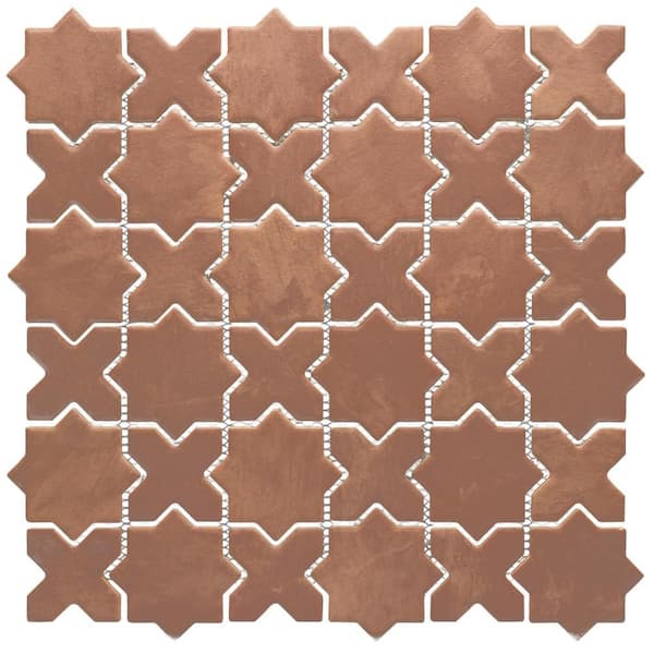Sentier des cotto 2 in. Star Cross 6 in. x 6 in. Porcelain Mosaic Take Home Tile Sample