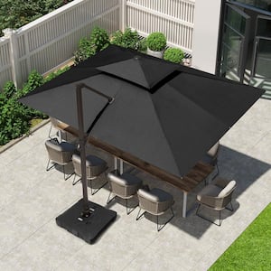 Double Top 13 ft. x 10 ft. Rectangular 360° Swivel Cantilever Patio Umbrella in Black with 220 lbs. Umbrella base