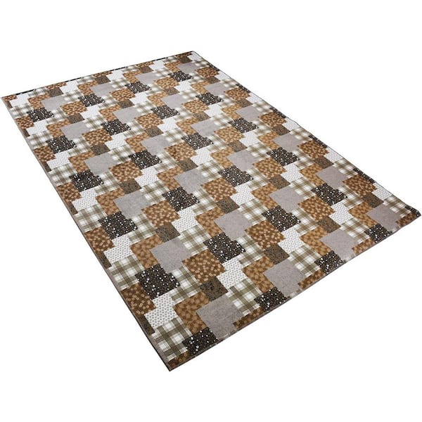 Brown Patchwork 5 ft. x 7 ft. Area Rug