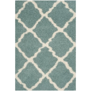 Dallas Shag Light Blue/Ivory 4 ft. x 6 ft. Geometric Area Rug