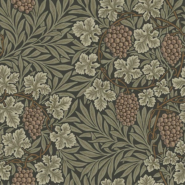 A-Street Prints Vine Woodland Fruits Green Non-Pasted Non Woven Wallpaper