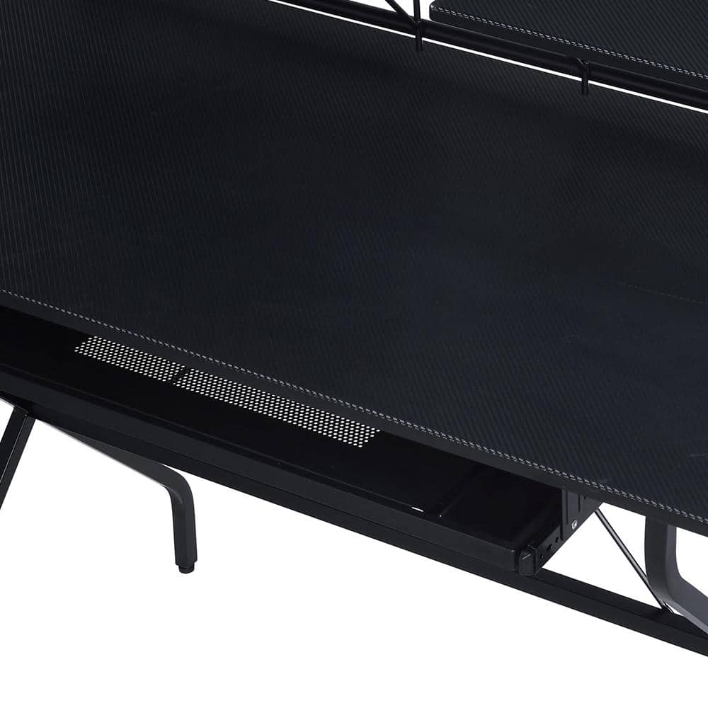 Hartman 53" Black Wood Computer Desk with Hutch and Cup Holder