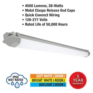 4 ft. Vapor Tight 4500 Lumens Gray Integrated LED Wraparound Light 3000K 4000K 5000K Wet Rated 120-277v