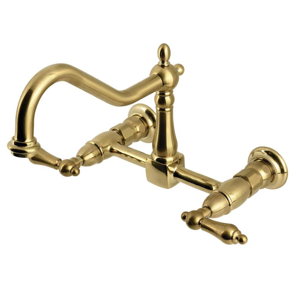 Heritage 2-Handle Wall-Mount Standard Kitchen Faucet in Brushed Brass price history on PriceWatchPro