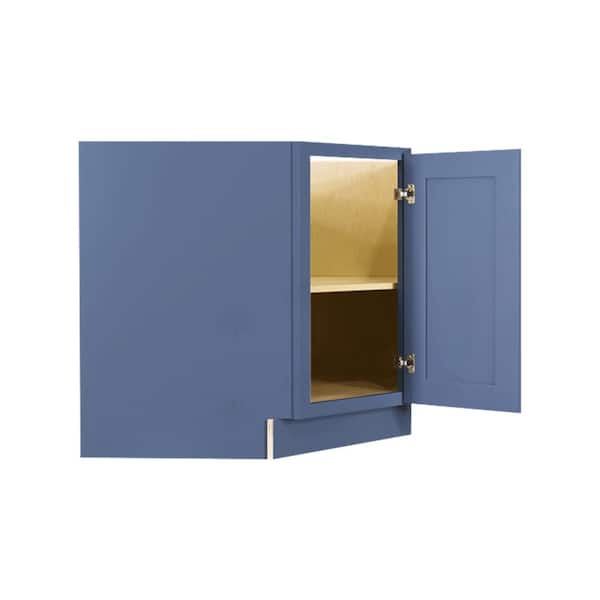 Lancaster Blue Plywood Shaker Stock Assembled Base Corner Kitchen Cabinet (36 in. W x 34.5 in. H x 24 in. D)