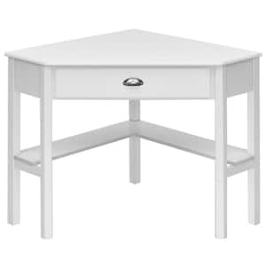 41.5 in. White Wooden PC Laptop Computer Desk with Storage Drawer and Shelves
