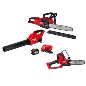 M18 FUEL 16 in. 18V Lithium-Ion Brushless Battery Chainsaw Kit with M18 FUEL Blower, 8 in. HATCHET Pruning Saw