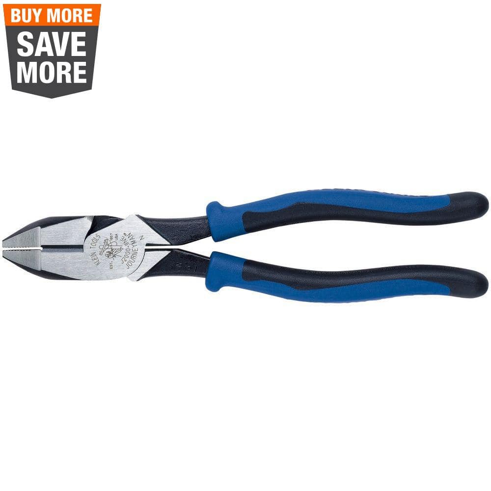 Klein Tools 9 In Journeyman High Leverage Side Cutting Pliers For Heavy Duty Cutting J2000 9ne The Home Depot