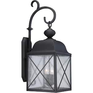 Wingate Textured Black Outdoor Hardwired Wall Lantern Sconce with No Bulbs Included