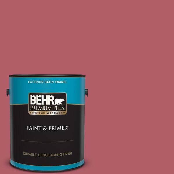 BEHR PREMIUM PLUS 1 gal. #130D-5 Rhubarb Satin Enamel Exterior Paint & Primer