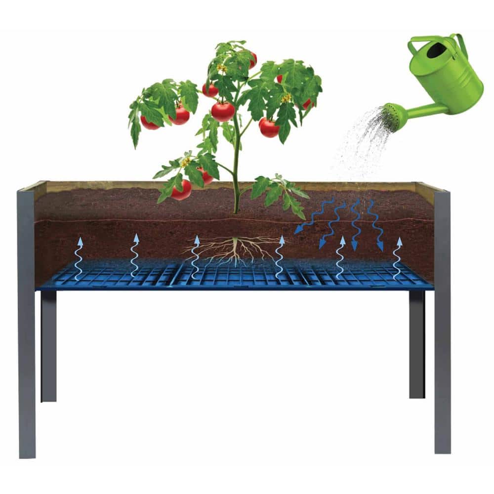 Gray Spruce and Steel Elevated Outdoor Planter Box