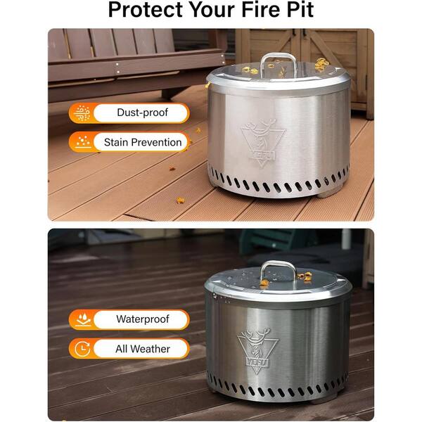Mximu 19.5 in. Portable Stainless Steel Fire Pit Lid Cover with