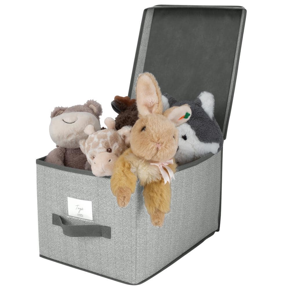 Large Gray Foldable Plastic Lidded Storage Box