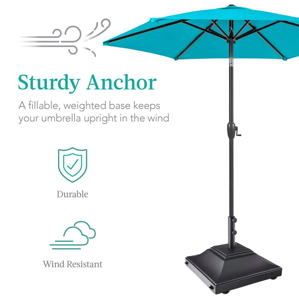Heavy-Duty Black Concrete Mobile Umbrella Base with Wheels