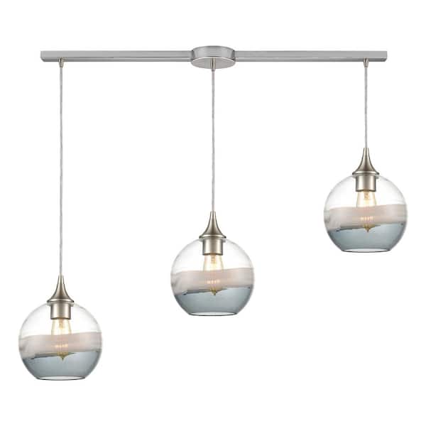 Titan Lighting Stonyford 3-Light Satin Nickel Mini Pendant Light with Glass Shade