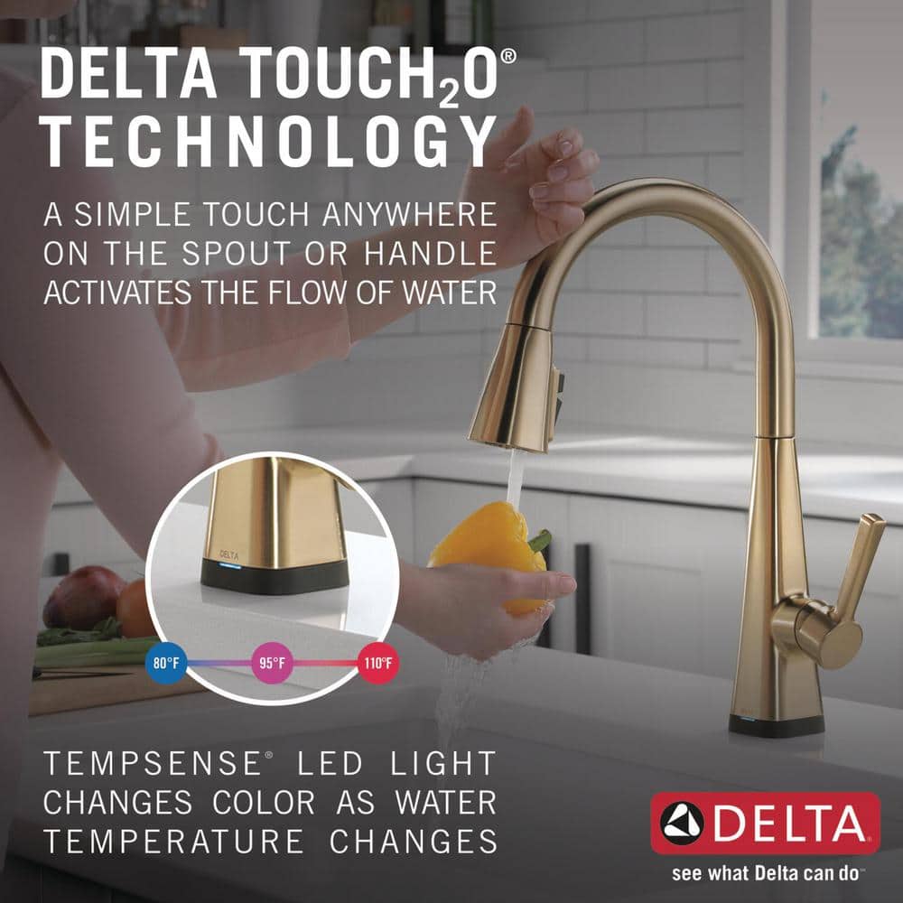 Champagne Bronze Touch-Control Kitchen Faucet with Pull-out Spray