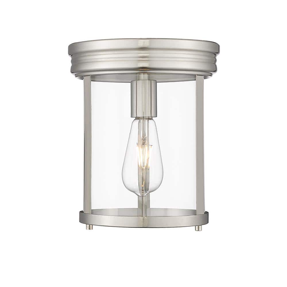 Thayer 9.25 in. Brushed Nickel Integrated LED Flush Mount with Clear Glass 
