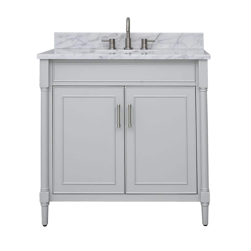Bristol 37 in. Single Sink Light Gray Bath Vanity with Carrara White Marble Top price history on PriceWatchPro