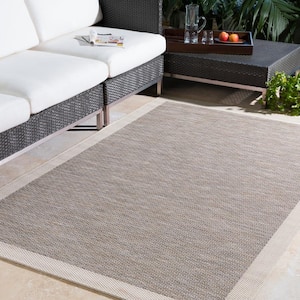 Evonne Taupe Doormat 2 ft. x 4 ft. Indoor/Outdoor Patio Area Rug