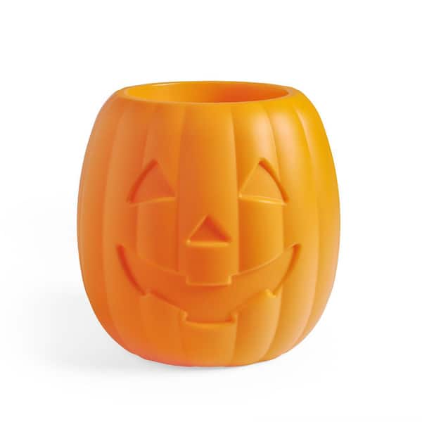 16 in. Reversible Fall Pumpkin Planter/Halloween Candy Bowl, Halloween Yard Decoration