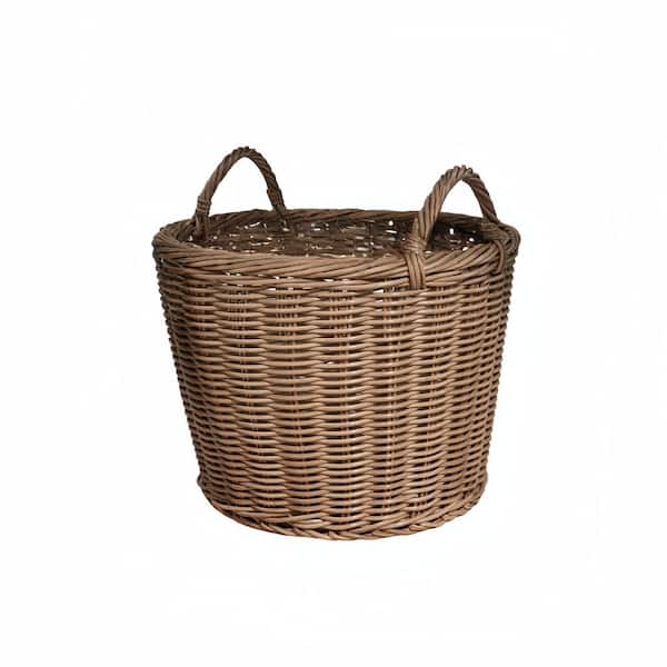 Dracelo Brown 16 in. x 10.5 in. Woven Wicker Decorative Basket