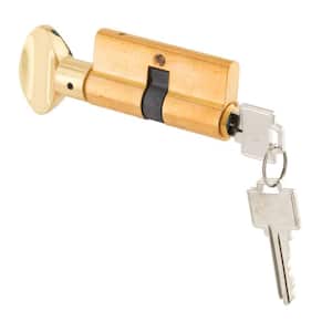 Key Cylinder w/Thumbturn, Solid Brass Construction, Polished Brass Finish