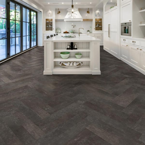 Herringbone Overlook Slate 22 MIL x 4.7 in. W x 28 in. L Click Lock Waterproof Vinyl Plank Flooring (22.3 sqft/case)