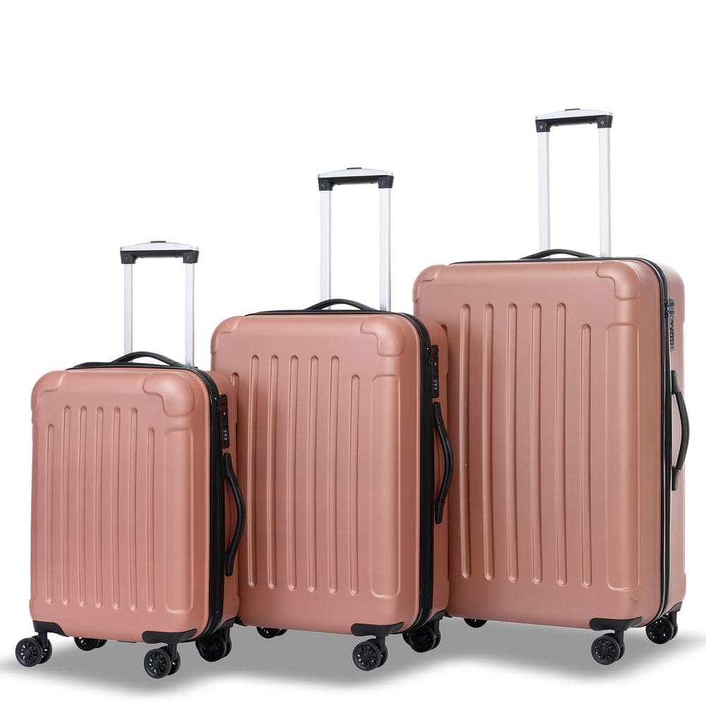 3-Piece Rose Gold Spinner Wheels Luggage Set SC1689-09P - The Home Depot