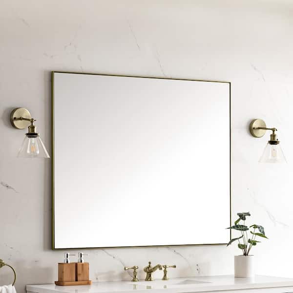 James Martin Vanities Rohe 48 in. W x 40 in. H Rectangular Framed Wall Mount Bathroom Vanity Mirror in Champagne Brass
