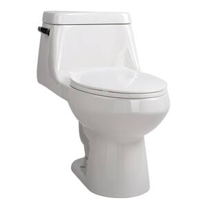 Zeus 1-Piece 1.28 GPF Single Flush Elongated Toilet in White