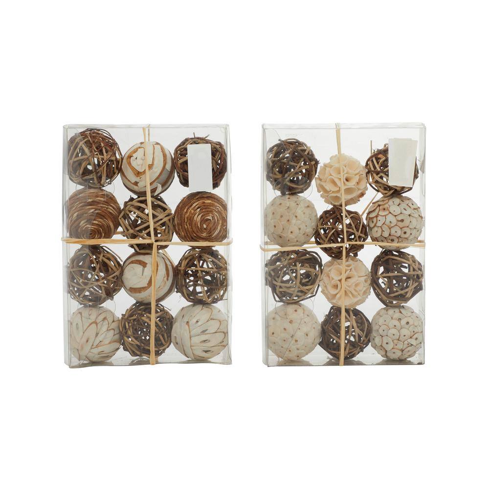 Brown and White Dried Plant Orbs Vase Filler Set