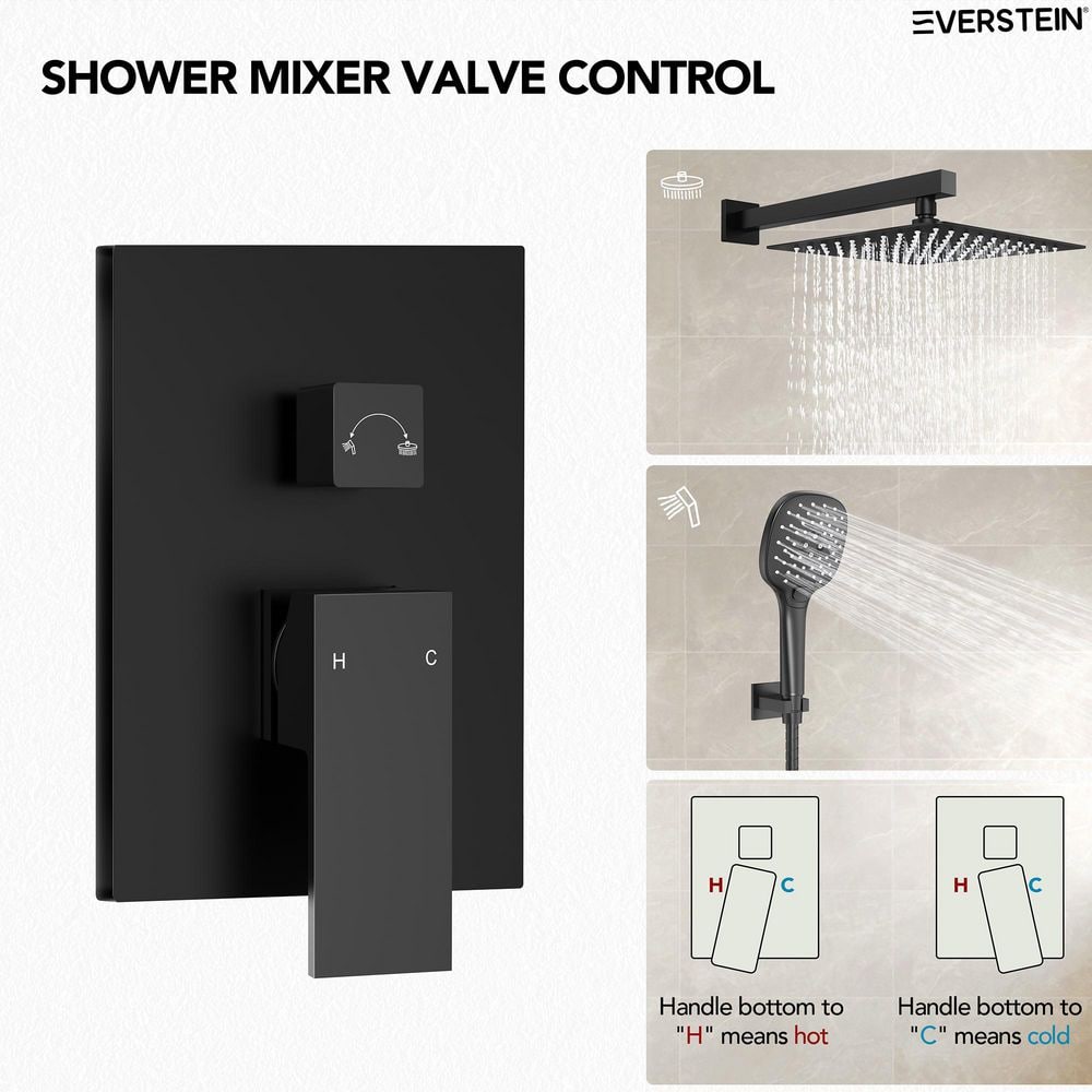 Matte Black Wall Mount Dual Shower Heads with Handheld and Valve