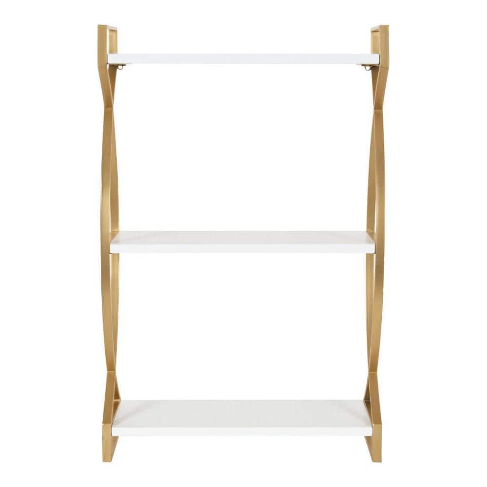 Kate and Laurel Arietta Rectangle MDF Accent Shelf, 18x7x28, Gold and White