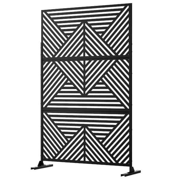 Dovelina 76 in. Galvanized Steel Garden Fence Outdoor Privacy Screen Garden Screen Panels Zodiac Pattern in Black