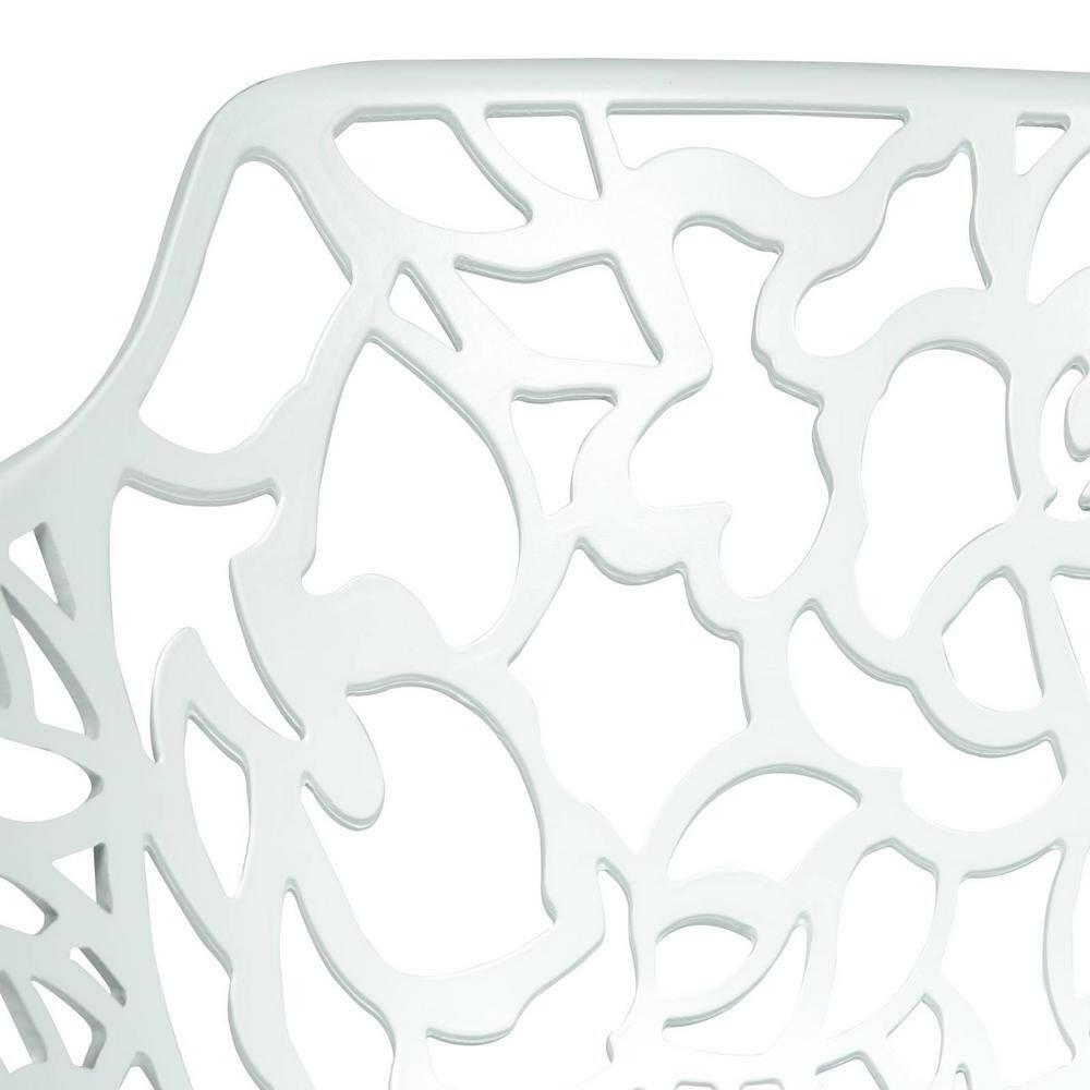White Aluminum 5-Piece Outdoor Dining Set with Flower Design