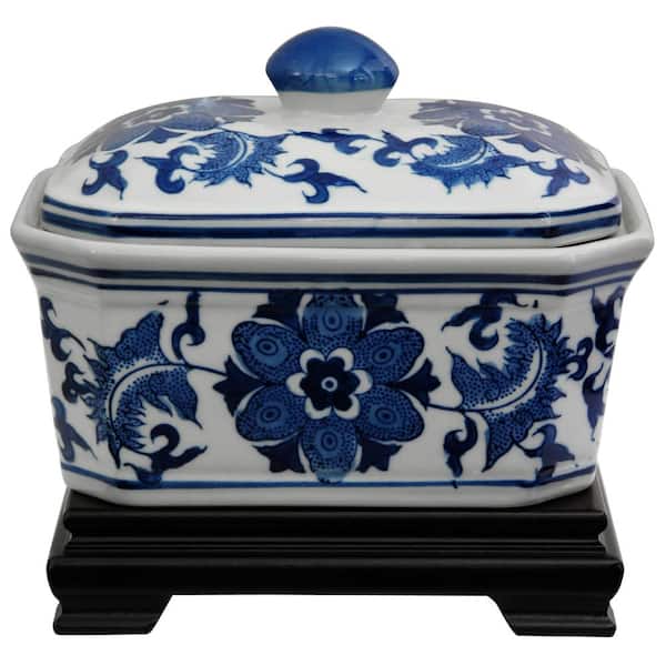 Oriental Furniture 5 in. Porcelain Decorative Vase in Blue