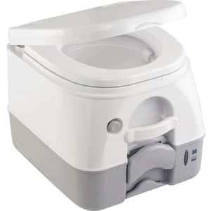 2.5 Gal. Full Size SaniPottie 975 MSD Portable Toilet with Push Button Flush in Gray